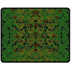 Love The Hearts On Green Fleece Blanket (medium)  by pepitasart