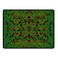 Love The Hearts On Green Fleece Blanket (small) by pepitasart