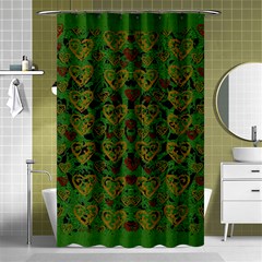 Love The Hearts On Green Shower Curtain 48  X 72  (small)  by pepitasart