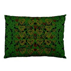 Love The Hearts On Green Pillow Case (two Sides) by pepitasart