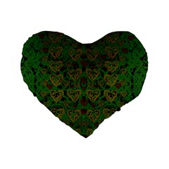 Love The Hearts On Green Standard 16  Premium Heart Shape Cushions by pepitasart