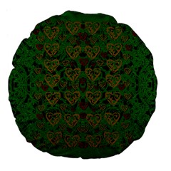 Love The Hearts On Green Large 18  Premium Flano Round Cushions by pepitasart