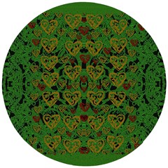 Love The Hearts On Green Wooden Puzzle Round by pepitasart