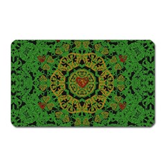 Love The Hearts  Mandala On Green Magnet (rectangular) by pepitasart