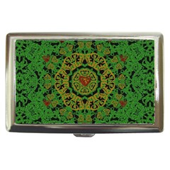 Love The Hearts  Mandala On Green Cigarette Money Case by pepitasart