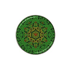 Love The Hearts  Mandala On Green Hat Clip Ball Marker (4 Pack) by pepitasart