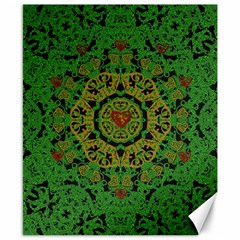 Love The Hearts  Mandala On Green Canvas 8  X 10  by pepitasart