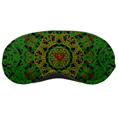 Love The Hearts  Mandala On Green Sleeping Mask by pepitasart