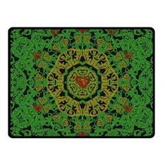 Love The Hearts  Mandala On Green Fleece Blanket (small) by pepitasart