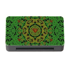 Love The Hearts  Mandala On Green Memory Card Reader With Cf by pepitasart