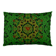 Love The Hearts  Mandala On Green Pillow Case (two Sides) by pepitasart