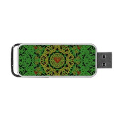 Love The Hearts  Mandala On Green Portable Usb Flash (two Sides) by pepitasart