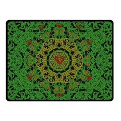 Love The Hearts  Mandala On Green Double Sided Fleece Blanket (small)  by pepitasart