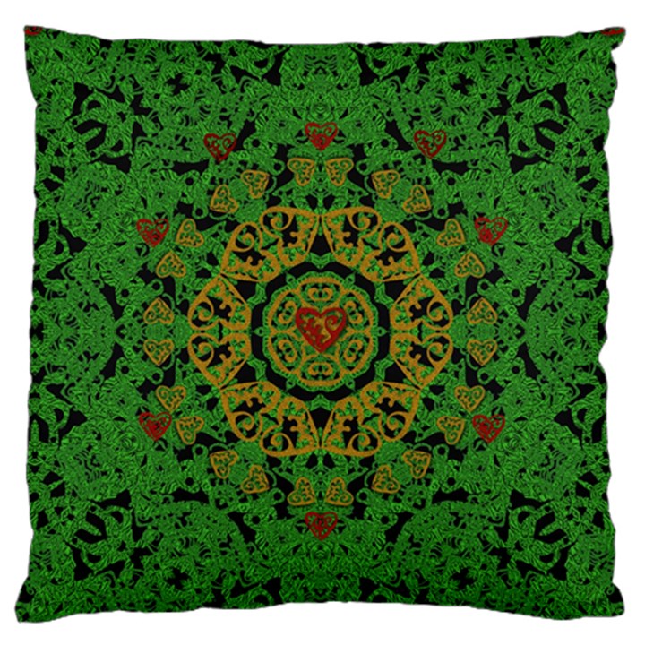 Love The Hearts  Mandala On Green Standard Flano Cushion Case (One Side)