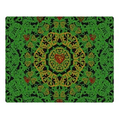 Love The Hearts  Mandala On Green Double Sided Flano Blanket (large)  by pepitasart