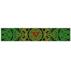 Love The Hearts  Mandala On Green Large Flano Scarf  by pepitasart