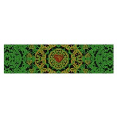 Love The Hearts  Mandala On Green Satin Scarf (oblong) by pepitasart