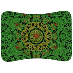 Love The Hearts  Mandala On Green Velour Seat Head Rest Cushion by pepitasart