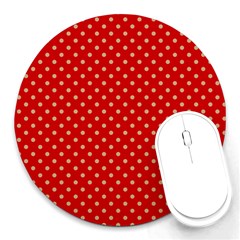 Pois Doré / Rouge Round Mousepads by kcreatif