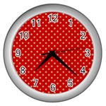 Pois Doré / Rouge Wall Clock (Silver) Front