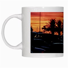 Urban Sunset Scene, Punta Del Este   Uruguay White Mugs by dflcprintsclothing