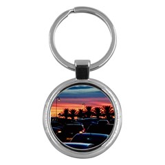 Urban Sunset Scene, Punta Del Este   Uruguay Key Chain (round) by dflcprintsclothing