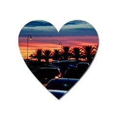 Urban Sunset Scene, Punta Del Este   Uruguay Heart Magnet by dflcprintsclothing