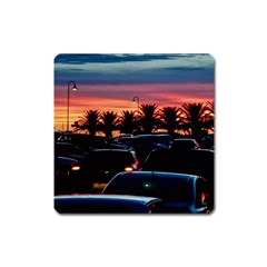 Urban Sunset Scene, Punta Del Este   Uruguay Square Magnet by dflcprintsclothing