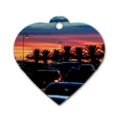 Urban Sunset Scene, Punta Del Este   Uruguay Dog Tag Heart (two Sides) by dflcprintsclothing