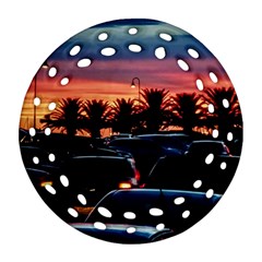 Urban Sunset Scene, Punta Del Este   Uruguay Round Filigree Ornament (two Sides)