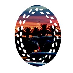 Urban Sunset Scene, Punta Del Este   Uruguay Ornament (oval Filigree) by dflcprintsclothing