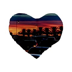 Urban Sunset Scene, Punta Del Este   Uruguay Standard 16  Premium Flano Heart Shape Cushions by dflcprintsclothing