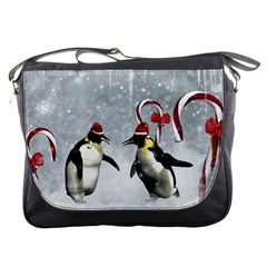 Funny Penguin In A Winter Landscape Messenger Bag by FantasyWorld7