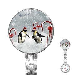 Funny Penguin In A Winter Landscape Stainless Steel Nurses Watch by FantasyWorld7