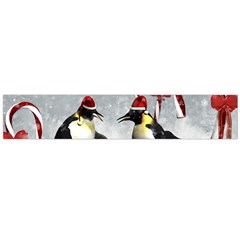 Funny Penguin In A Winter Landscape Large Flano Scarf  by FantasyWorld7