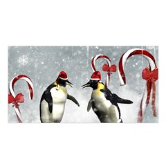 Funny Penguin In A Winter Landscape Satin Shawl by FantasyWorld7