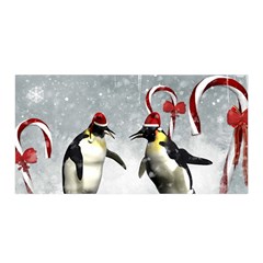 Funny Penguin In A Winter Landscape Satin Wrap by FantasyWorld7