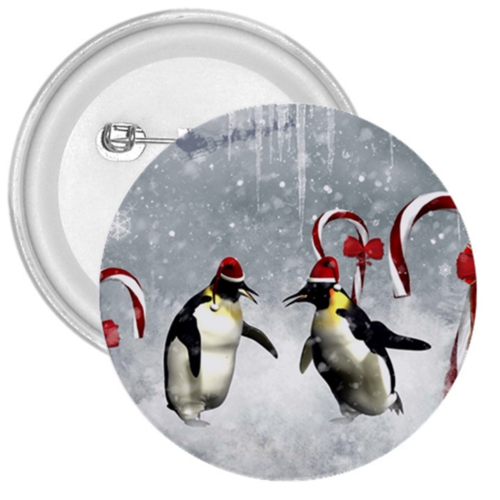 Funny Penguin In A Winter Landscape 3  Buttons