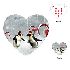 Funny Penguin In A Winter Landscape Playing Cards Single Design (heart) by FantasyWorld7