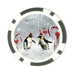 Funny Penguin In A Winter Landscape Poker Chip Card Guard Front