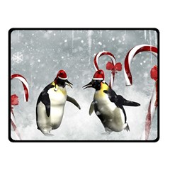 Funny Penguin In A Winter Landscape Fleece Blanket (small) by FantasyWorld7