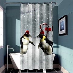 Funny Penguin In A Winter Landscape Shower Curtain 36  X 72  (stall)  by FantasyWorld7