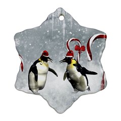 Funny Penguin In A Winter Landscape Snowflake Ornament (two Sides) by FantasyWorld7