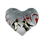 Funny Penguin In A Winter Landscape Standard 16  Premium Heart Shape Cushions Front