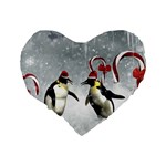 Funny Penguin In A Winter Landscape Standard 16  Premium Heart Shape Cushions Back