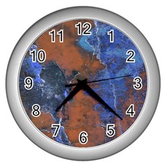 Grunge Colorful Abstract Texture Print Wall Clock (silver) by dflcprintsclothing