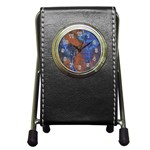 Grunge Colorful Abstract Texture Print Pen Holder Desk Clock Front