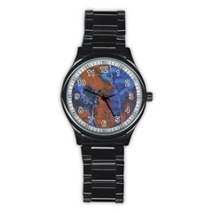 Grunge Colorful Abstract Texture Print Stainless Steel Round Watch by dflcprintsclothing