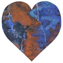 Grunge Colorful Abstract Texture Print Wooden Puzzle Heart