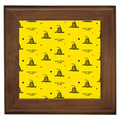 Gadsden Flag Don t Tread On Me Yellow And Black Pattern With American Stars Framed Tile